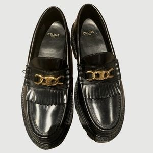 Celine Black Leather Loafers with Original Packaging in Excellent Condition